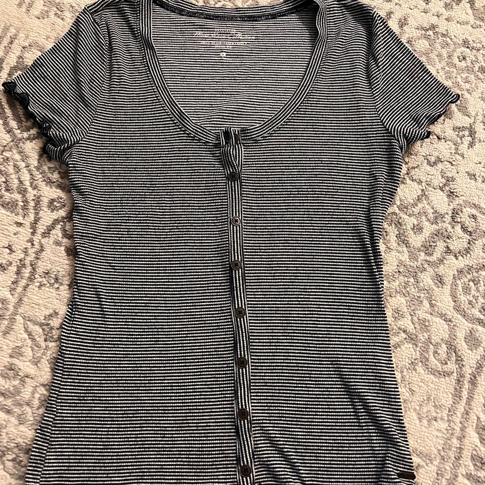 Hollister Blue and White Striped Shirt with Buttons